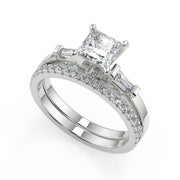 Harper Baguette Accents Princess Cut Diamond Engagement Ring - Nivetta